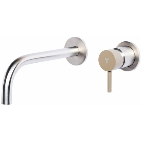 Rubinetto Miscelatore Monocomando Lavabo da Parete in Acciaio Inox Maniglia Deserto