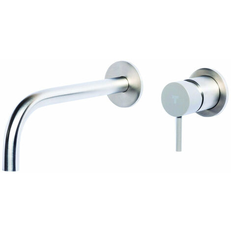 Rubinetto Miscelatore Monocomando Lavabo da Parete in Acciaio Inox Maniglia Roccia