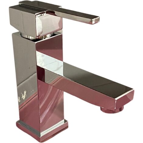 Rubinetto Miscelatore Monocomando Lavabo in Ottone Quadra Cromato