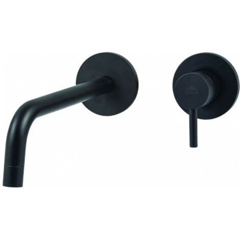 RUBINETTO MISCELATORE MONOCOMANDO LAVABO INCASSO 2 FORI NERO OPACO CON BOCCA A MURO SERIE LIGHT - 1/2- NERO OPACO - SENZA PILETTA  - PAF