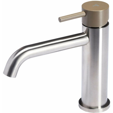 Rubinetto Miscelatore Monocomando Lavabo senza Scarico in Acciaio Inox Satinato Maniglia Deserto