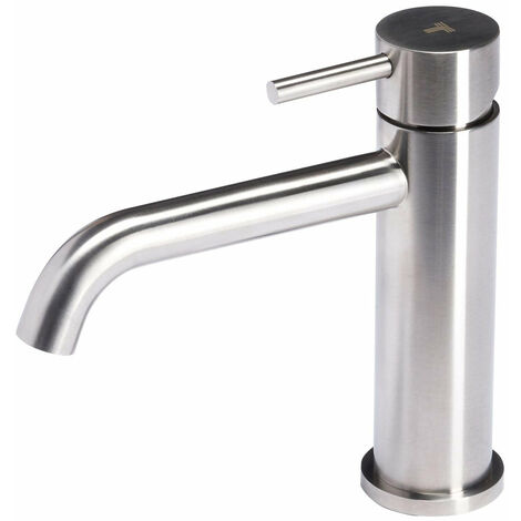 Rubinetto Miscelatore Monocomando Lavabo senza Scarico in Acciaio Inox Satinato Nilo