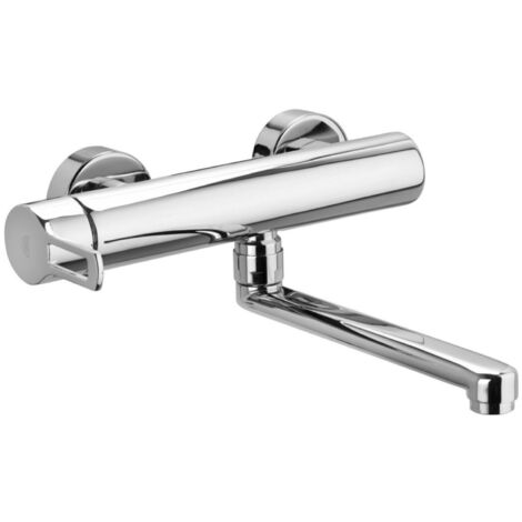RUBINETTO MISCELATORE MONOCOMANDO LAVELLO CROMATO A PARETE CON CANNA A TUBO DRITTA SERIE RINGO - 1/2 - CROMO  - PAF
