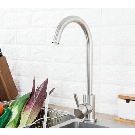 Rubinetto Miscelatore Monocomando Lavello Cucina Canna Alta Satinato 52812