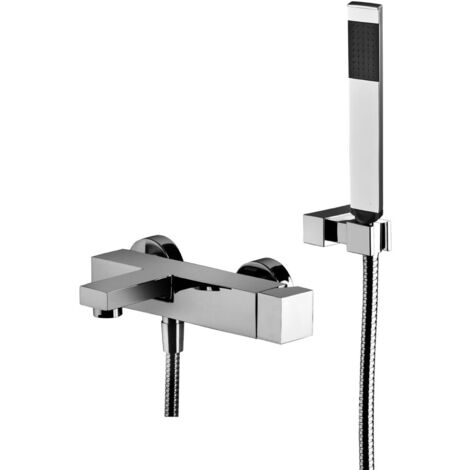 RUBINETTO MISCELATORE MONOCOMANDO VASCA ESTERNO CON DOCCIA SERIE ELLE - ATTACCO DUPLEX E FLESSIBILE 1,5MT  - PAF