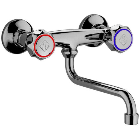 Rubinetto miscelatore monoforo lavello cromato a parete con canna a snodo serie danubio 1/2" PAFFONI