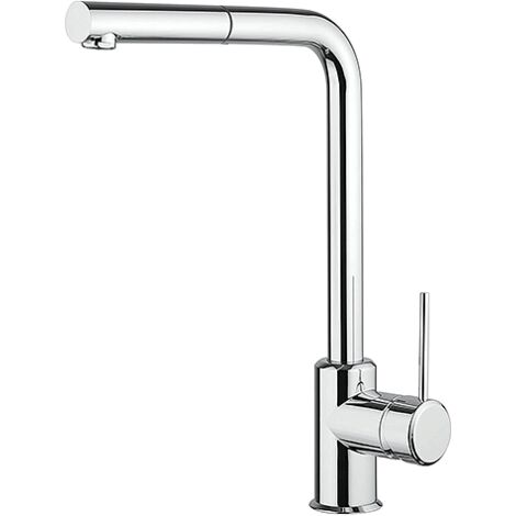Rubinetto Miscelatore monoforo per lavello cucina Piralla serie Lione con canna alta orientabile e doccia monogetto estraibile 0LI00103A21 cromato