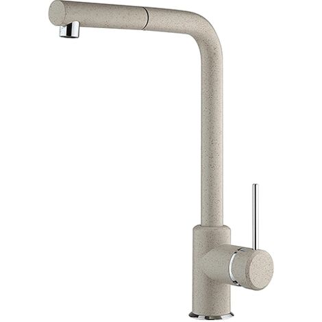 Rubinetto Miscelatore monoforo per lavello cucina Piralla serie Lione con canna alta orientabile e doccia monogetto estraibile 0LI20103A21 granito avena