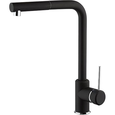 Rubinetto Miscelatore monoforo per lavello cucina Piralla serie Lione con canna alta orientabile e doccia monogetto estraibile 0LIYO103A21 nero opaco