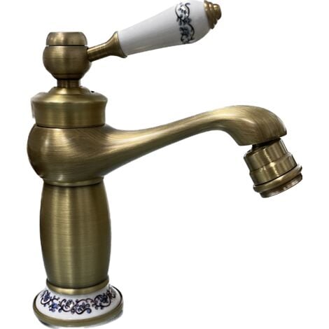 BAGNOCLIC Rubinetto miscelatore per bidet bagno vintage bronzato con dettagli in ceramica