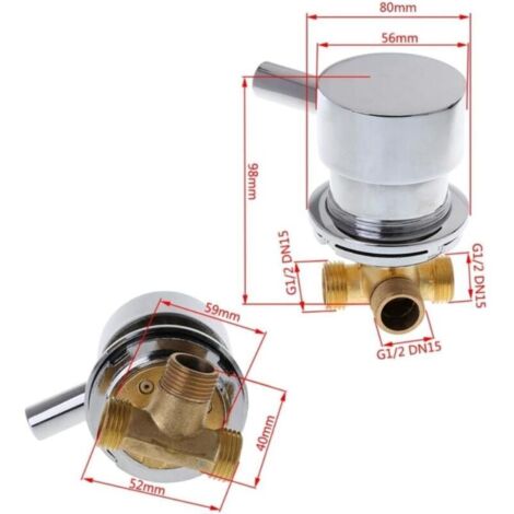 Rubinetto miscelatore per cabina doccia, valvola miscelatrice per acqua calda e fredda, rubinetto due in uno con uscita G1/2" per bagno.