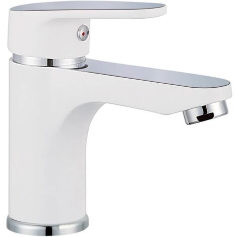 Rubinetto Miscelatore per Lavabo ALASKA Bianco e Cromo SCHÜTTE