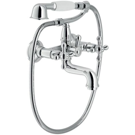 Rubinetto Miscelatore Vasca Esterno Doccetta 1 Getto Muro CR Nobili serie Grazia finitura Cromo art. GRC5001CR