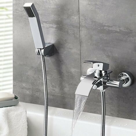 Rubinetto Miscelatore Vasca Rubinetto Vasca A Cascata Con Soffione Doccia Risparmio Idrico In Ottone Cromato Per Bagno