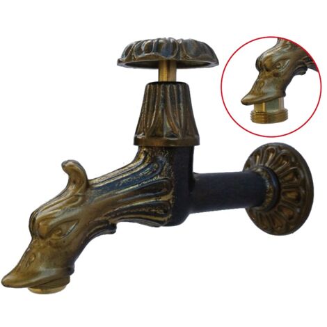 Rubinetto modello 119 in ottone con attacco per gomma per fontana da giardino casa 1/2"