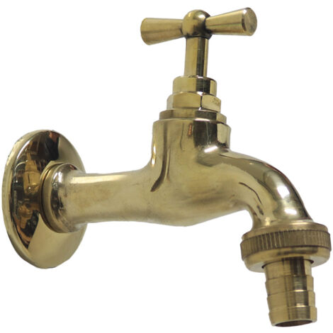 Rubinetto modello 195/L in ottone con attacco per gomma per fontana da giardino casa 1/2"