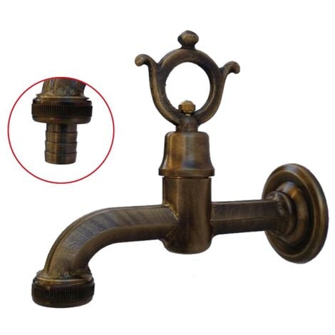 Rubinetto modello 264 in ottone con attacco per gomma per fontana da giardino casa 1/2"
