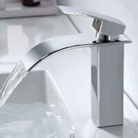 Rubinetto moderno per bagno a cascata, rubinetto per lavabo a cascata dal design elegante, miscelatore per bagno in ottone, acqua calda e fredda disponibile, rubinetto a cascata cromato G 3/8