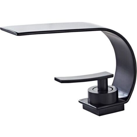 Rubinetto moderno per bagno monoforo nero, rubinetto per lavabo con valvola in ceramica in ottone ad arco basso, miscelatore monocomando per acqua calda e fredda, 1 foro/3 fori