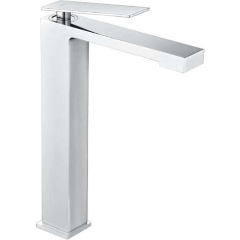 Rubinetto monocomando con bocca alta per lavabo - Rubinetto bagno da appoggio adatto per acqua calda e fredda Colore Cromo