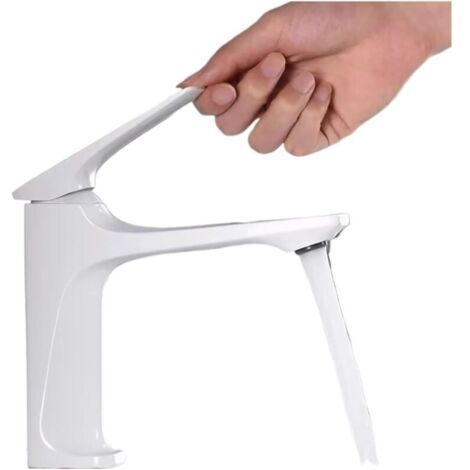 Rubinetto monocomando in ottone per lavabo da bagno, miscelatore per acqua calda e fredda (bianco)