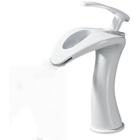 Rubinetto monocomando per bagno a cascata, miscelatore per lavabo in ottone con pistola a spruzzo - Bianco