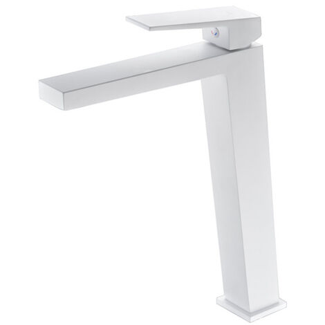 Rubinetto monocomando per lavabo bagno con bocca alta per acqua calda e fredda - Colore Bianco Opaco