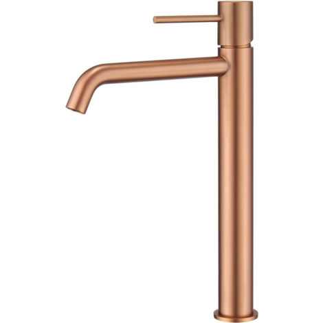 Rubinetto monocomando per lavabo bocca alta in ottone - Rubinetti da bagno per lavabo di alto design Colore Oro Rosa Spazzolato