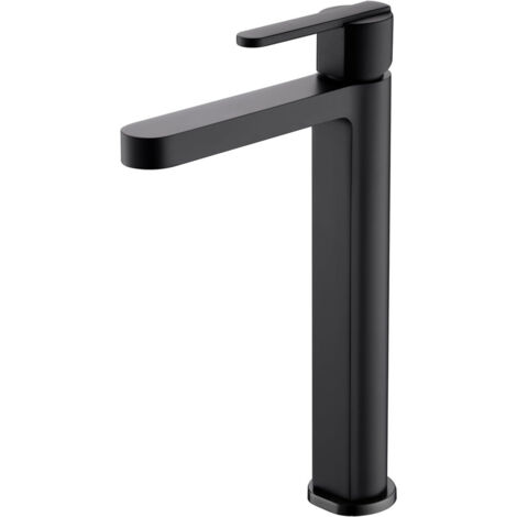 Rubinetto monocomando per lavabo con bocca alta - Rubinetto da bagno per lavelli con bocca alta per acqua calda/fredda Nero opaco