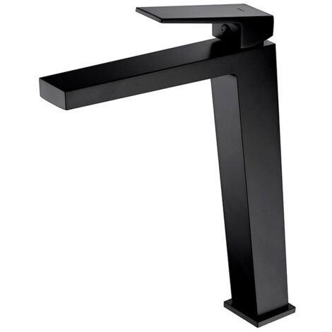 Rubinetto monocomando per lavabo da bagno con bocca alta per acqua calda e fredda - Nero opaco