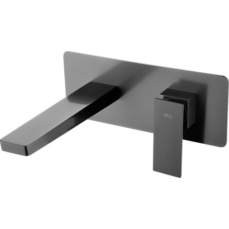 Rubinetto monocomando per lavabo da incasso in ottone - Rubinetto da bagno da incasso - Adatto per acqua calda e fredda Colore Black Gun Metal