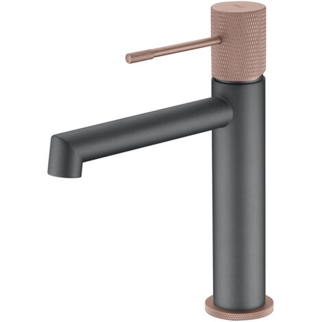 Rubinetto monocomando per lavabo, rubinetteria da bagno per acqua calda/fredda, Champagne Grey