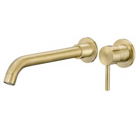 Rubinetto monocomando per lavabo Valaz da incasso rotondo in oro antico con beccuccio da 26 cm - Serie Guadiana