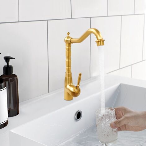 Rubinetto monocomando retrò cucina e bagno, rubinetto lavabo, miscelatore ottone