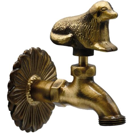 RUBINETTO ORNAMENTALE 'CANE' 1/2 con maniglia e rosone