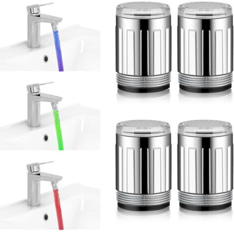 Rubinetto per acqua a LED colorato - 4 pezzi con 3 colori, sensibile alla temperatura, sensore di temperatura per bagni, cucina