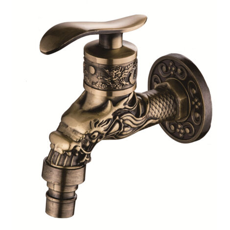 Rubinetto per acqua a parete vintage in lega di zinco, rubinetto per lavatrice, per cucina, bagno, giardino, esterno