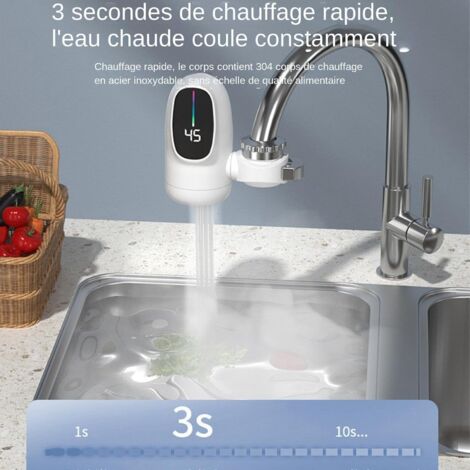 Rubinetto per acqua calda istantanea  Rubinetto per acqua calda istantanea con display LED della temperatura  Accessorio elettrico da 3000 W per hotel, casa, camper, bagno