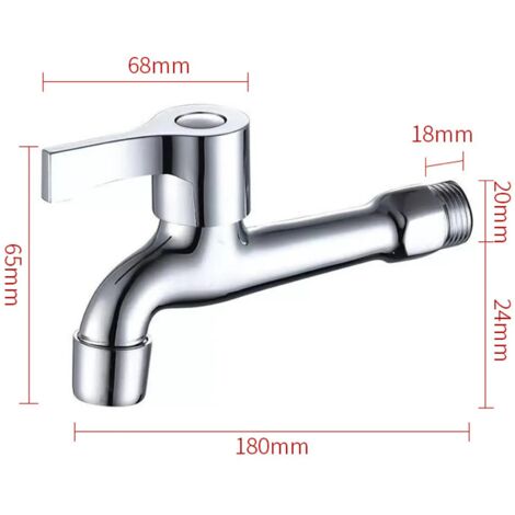 Rubinetto per acqua fredda a leva singola, da parete, lungo 18 cm, adatto per bagno e giardino.