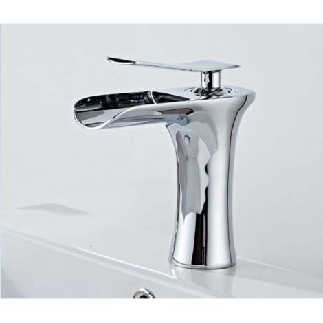 Rubinetto per bagno domestico, miscelatore a cascata cromato per lavabo quadrato