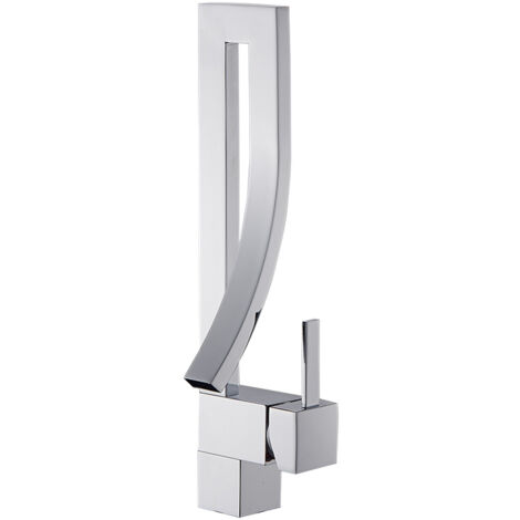 Rubinetto per bagno, girevole a 360°, miscelatore monocomando per lavabo in ottone, stile moderno, argento