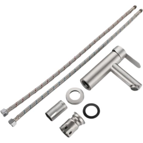 Rubinetto per bagno in argento, miscelatore per lavabo, rubinetto per bagno, rubinetto per lavabo, miscelatore per lavabo alto in acciaio inossidabile, miscelatore per bagno con controllo dell'acqua c