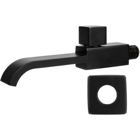 Rubinetto per bagno in ottone nero opaco, rubinetto per lavabo a parete, rubinetto per acqua fredda G1/2