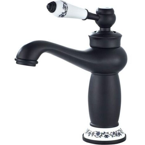 Rubinetto per bagno, miscelatore monocomando per lavabo, rubinetto per lavabo retrò, ottone nero