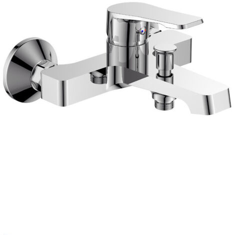 Rubinetto per bagno miscelatore orientabile quadrato vasca in ottone cromato lucido