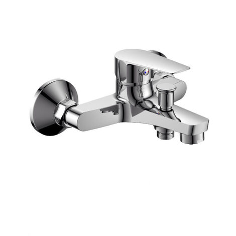 Rubinetto per bagno moderno miscelatore orientabile vasca in ottone cromato lucido
