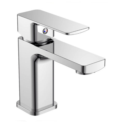 Rubinetto per bagno moderno quadrato miscelatore orientabile lavabo in ottone cromato lucido