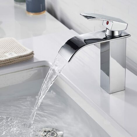 Armatur Cascata ® Chrome RUBINETTO LAVABO RUBINETTO CON VETRO GRIGIO 