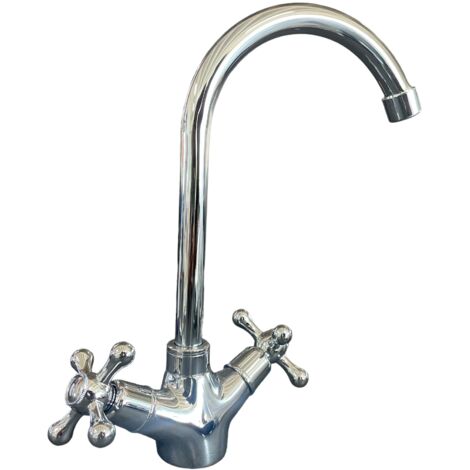 Rubinetto per bagno o cucina canna ad ombrello, stile vintage, in ottone pesante