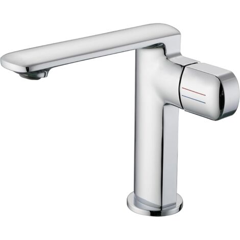 Rubinetto per bagno, rubinetto per lavabo, acqua calda e fredda regolabile, argento